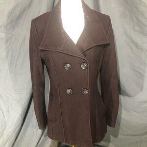 Steve Madden Wool Blend Dark Brown Pea Coat